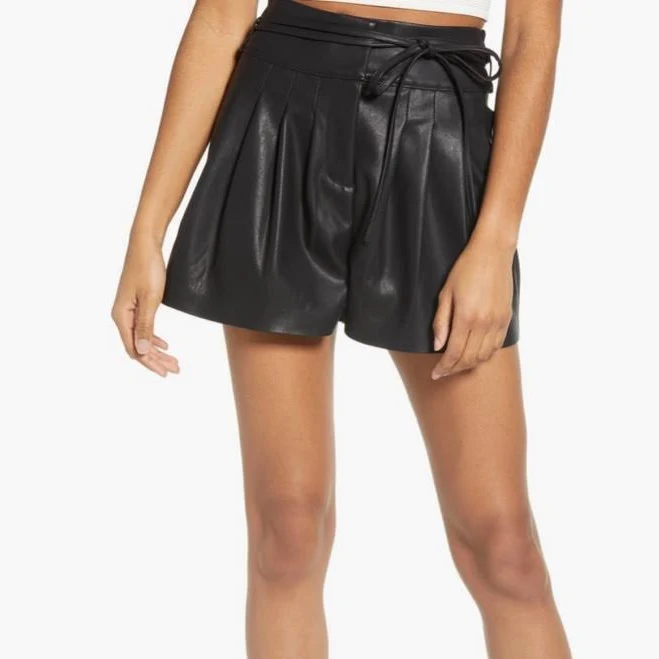 Blanknyc Faux Leather Paperbag Waist Shorts