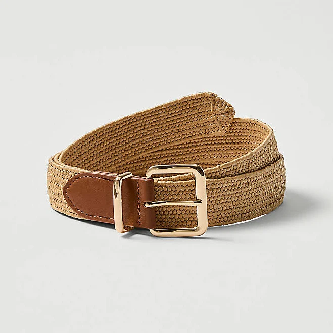 Ann Taylor Women's Straw Square Buckle Belt