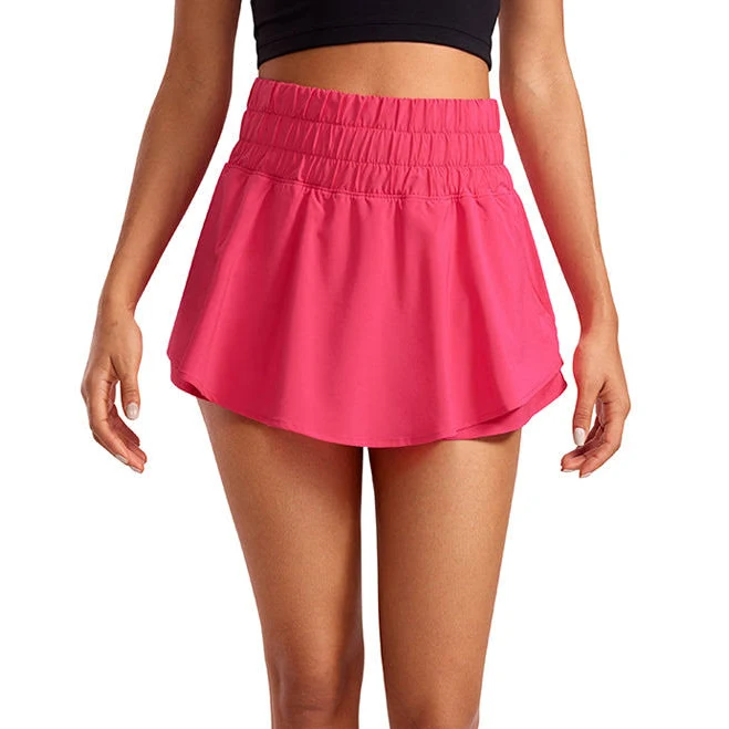 Crz Yoga Women's Running Tennis High Waisted 2 in 1 Flowy Shorts