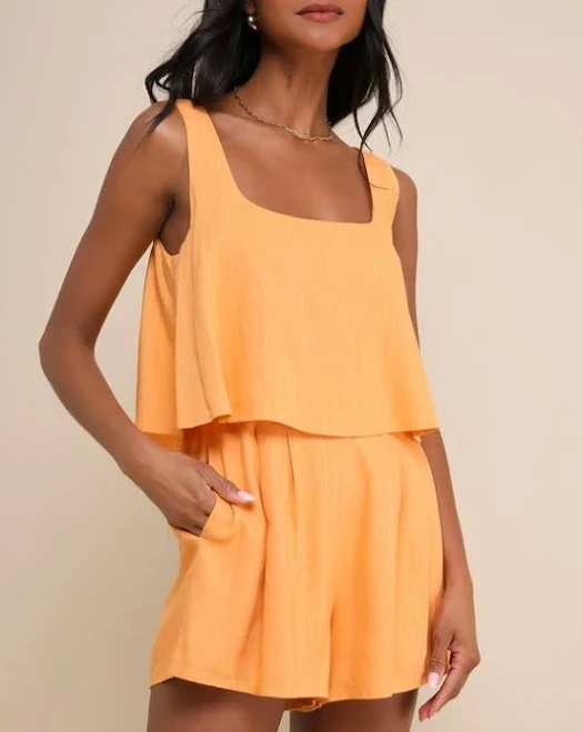 Lulus Sleeveless Flounce Linen Romper