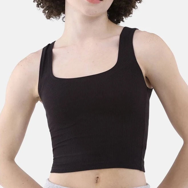 No Boundaries Women's Ribbed Cotton Cropped Tank Top