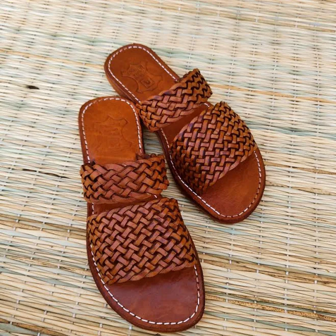Handmade Woven Leather Slide Sandals