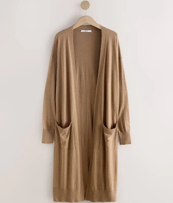 Womens NEXT Camel Soft Touch Cotton Rich Longline Cardigan