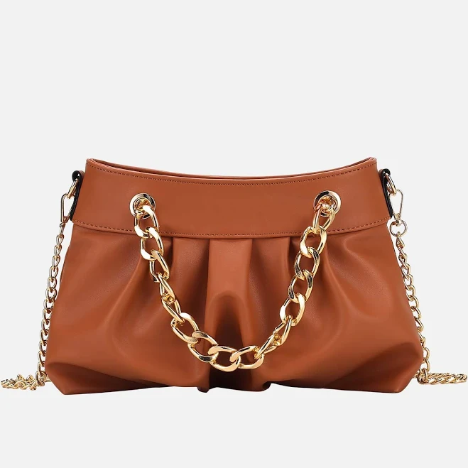 Women's Mkf Collection Marvila Minimalist Vegan Leather Chain Ruched Shoulder Bag