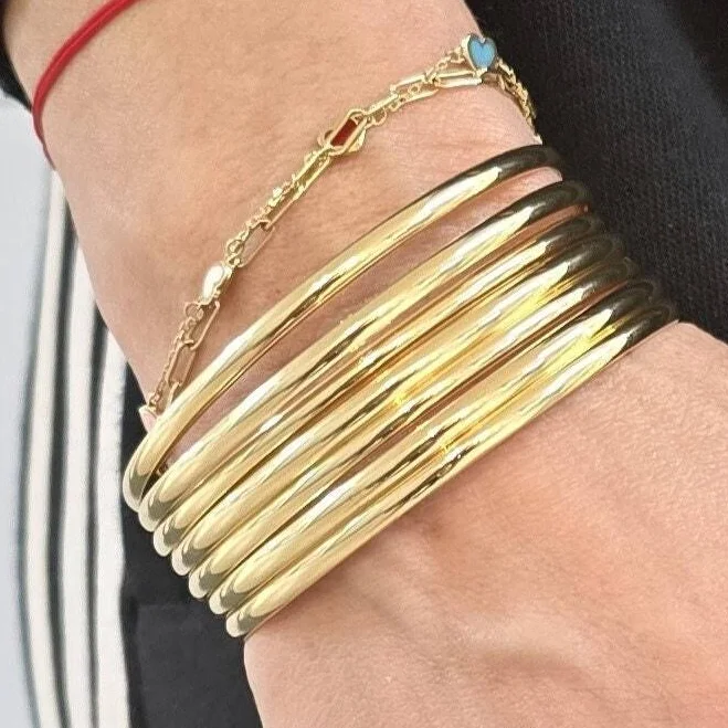 Women's Gold Plated Stackable Bangle Bracelets (Set of 7)