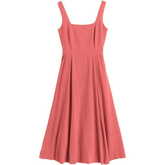 Louche Women's Baya Linen Square Neck Midi Dress