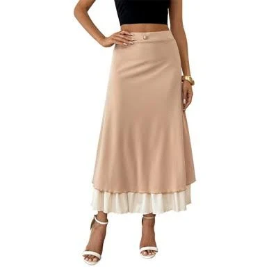 Women's High-Waisted Elastic Tiered Maxi Skirt
