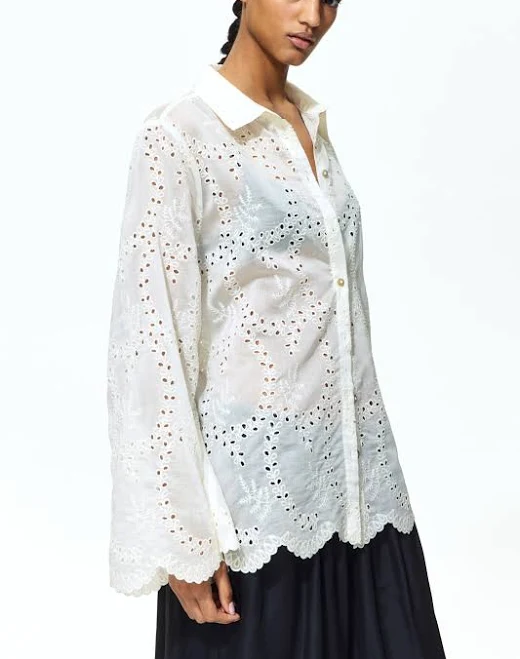 H&M Ladies Eyelet-Embroidered Shirt