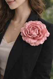 Dusty Rose Silk Flower Hair Clip or Brooch – Blush Pink Bridal Rose Accessory