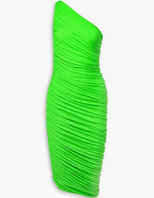 Norma Kamali Diana one-shoulder ruched stretch-jersey dress - Women - Bright green Dresses - FR 34