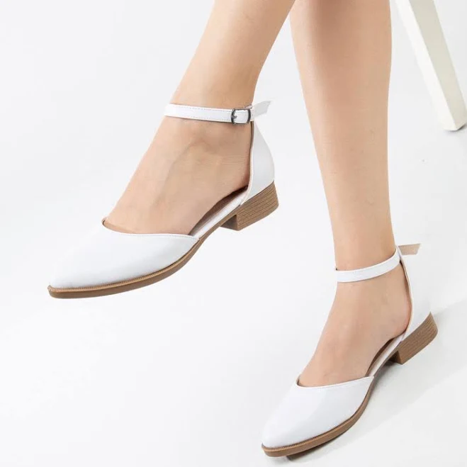 Handmade Vegan Leather Low Heel Ankle Strap Sandals