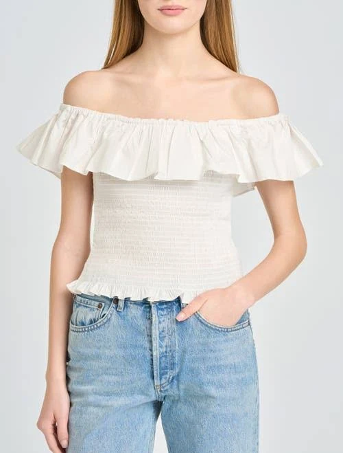 WAYF Women's Delilah Shirred Off-the-Shoulder Top