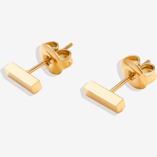Dainty Bar Stud Earrings Gold Inspirational Jewelry by Mint & Lily