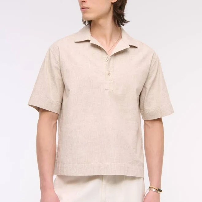 Abercrombie & Fitch Men's Linen-Blend Popover