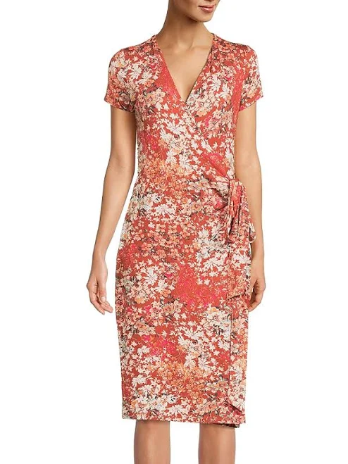 Renee C Women's Printed Jersey Wrap Dress