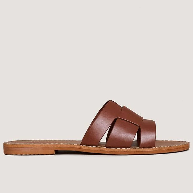 Wilou Women's Jonak Leather Flat Sandals with Wide Straps