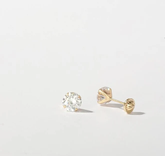 14K Solid Gold Minimalist Dainty Stud Earrings