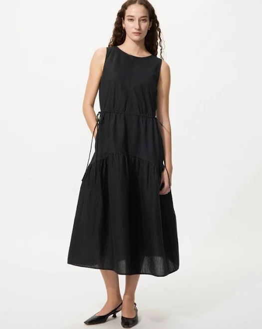 UNIQLO Women's Linen Blend Tiered Dress