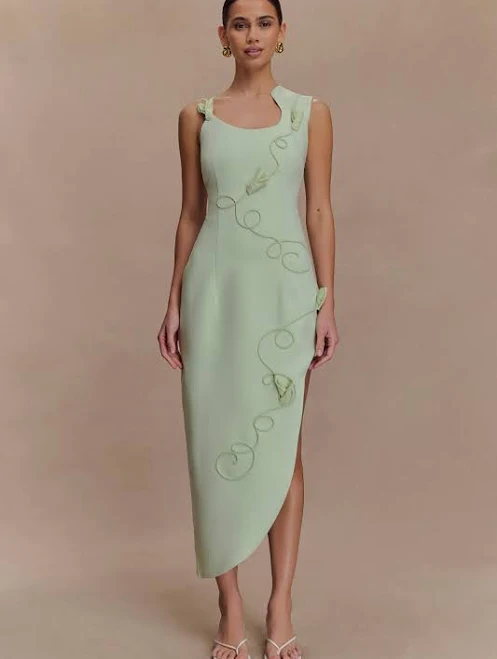 Virginia Suiting Embroidered Midi Dress