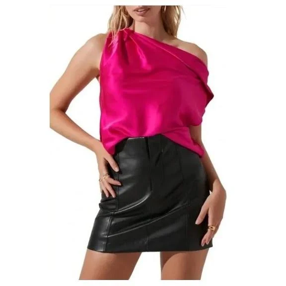 Astr The Label Ceres Off The Shoulder Satin Blouse in Black at Nordstrom, Size Small