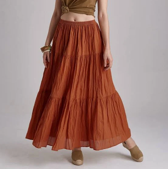Hippie Gypsy Boho Tiered Peasant Maxi Skirt
