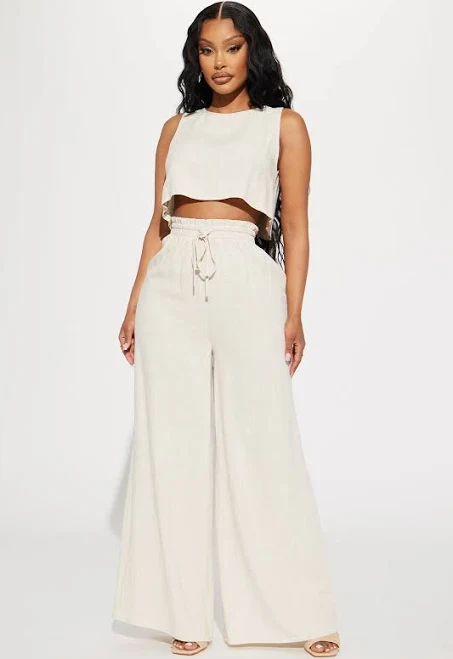Fashion Nova Size Sleeveless Linen Pant Set
