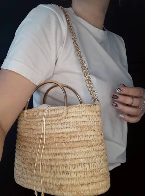 Raffia Palm Leaf Crossbody Bag