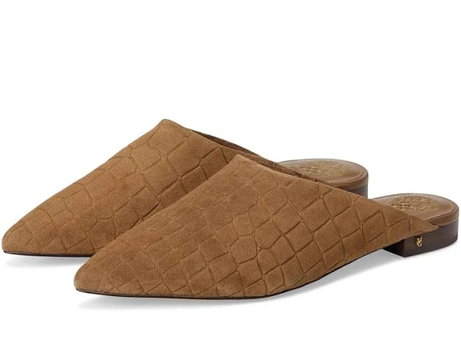 Vince Camuto Women's Arlette Slip-On Croco Embossed Suede Mules