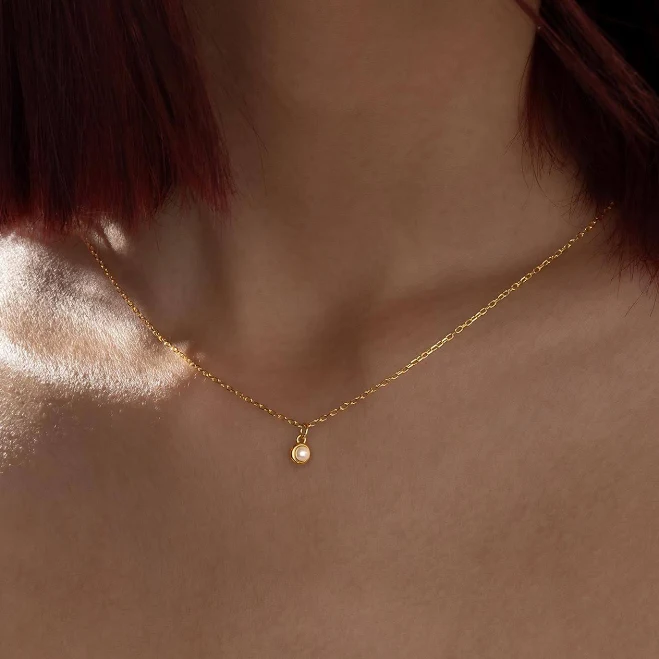 Dainty Pearl Pendant Gold Chain Necklace