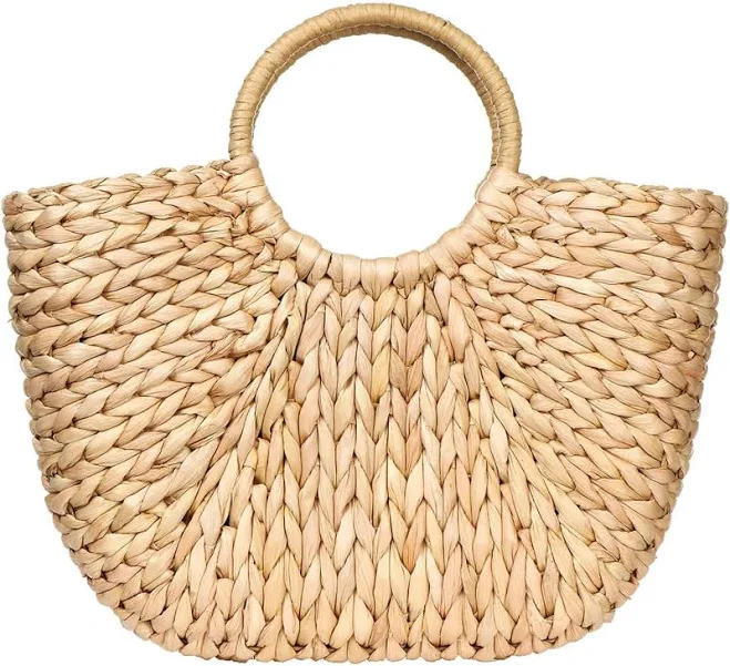 Straw Rattan Top-Handle Handbag