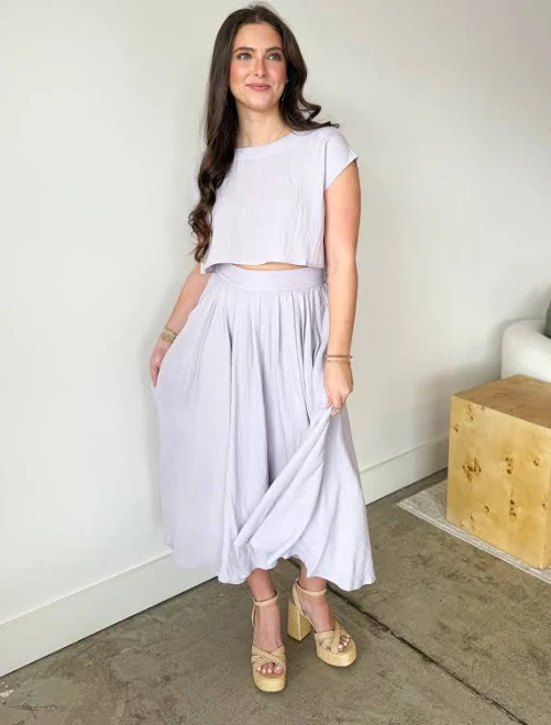 Mable Elara Airy Two-Piece Midi Skirt Set
