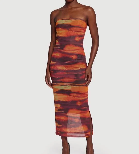 Women's Abstract Print Mesh Tube Dress