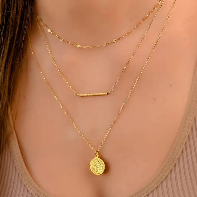 Women's Boho Layered Gold Coin Necklace Set