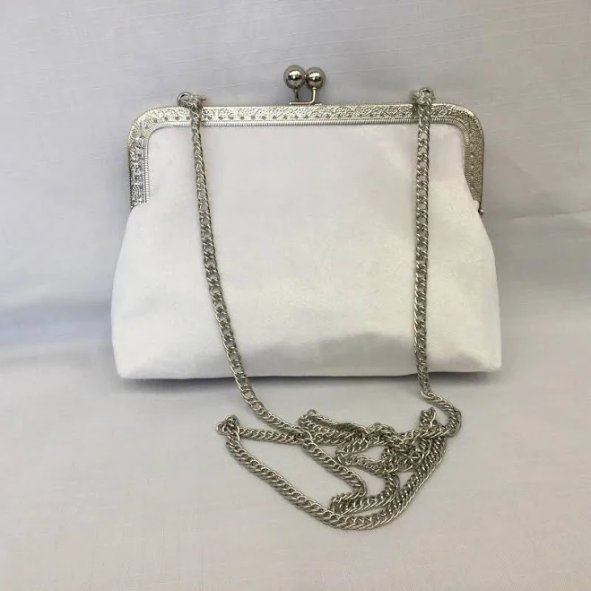 Velveteen Evening Bag with Silver Chain Strap