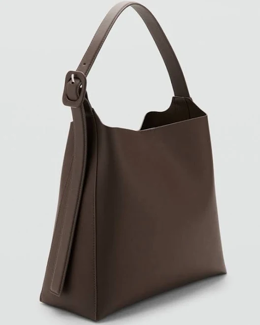 MANGO Women's Buckle Faux Leather Shopper Bag