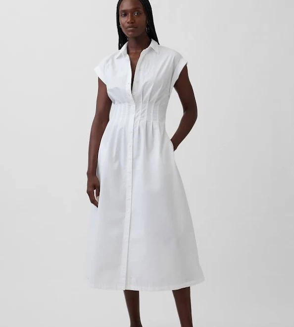 Gap Women's Poplin Cinched Midi Shirtdress