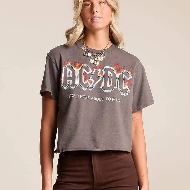 Junkfood Women's Cropped Cotton T-Shirt with Buckle