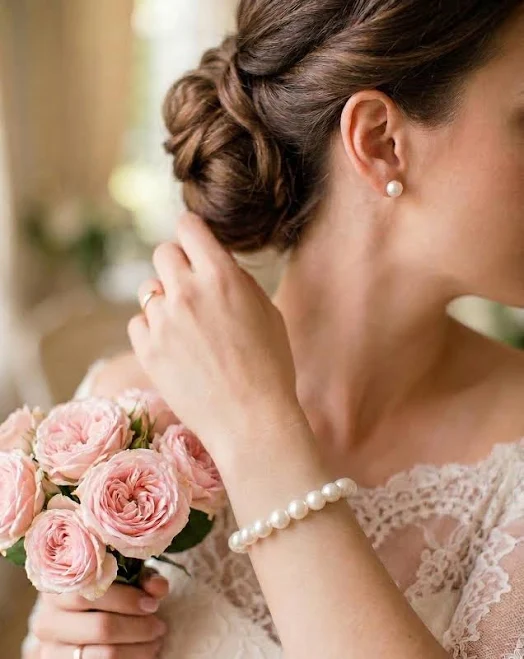 AAA Fresh Water Pearl Stud Earrings in Rose Gold