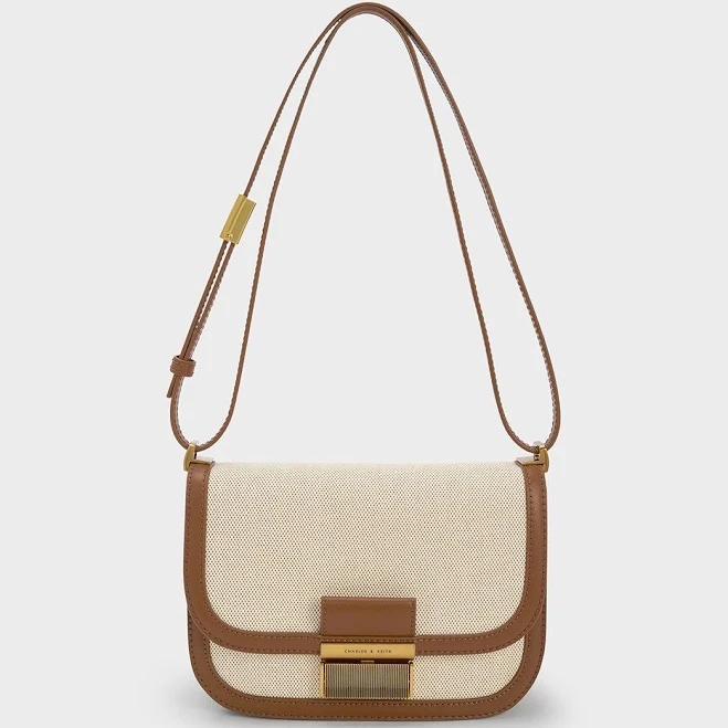 Canvas crossbody bag with adjustable strap