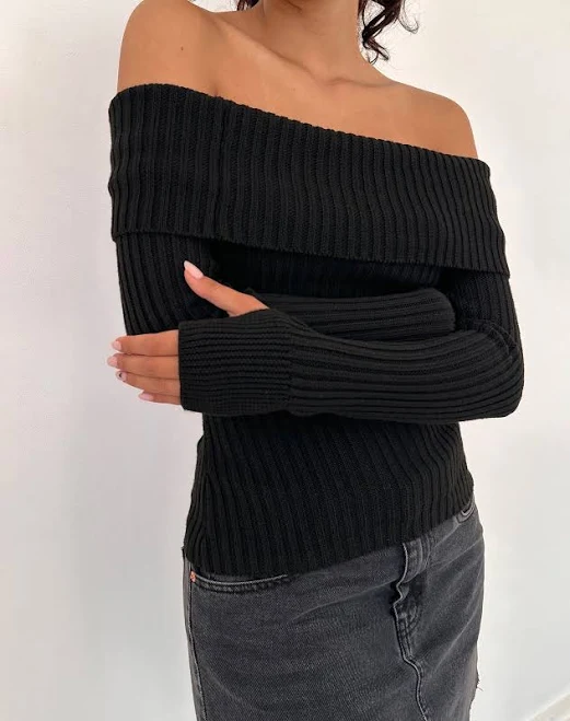 Circe Off-Shoulder Long Sleeve Knit Top