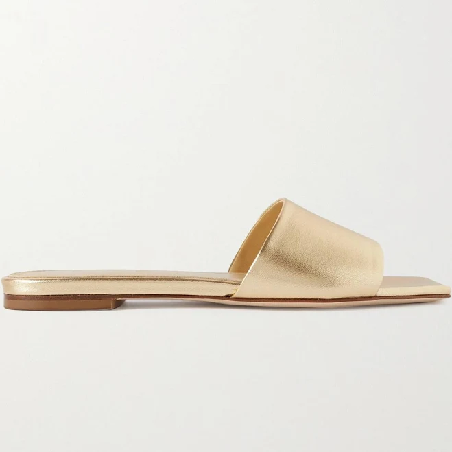 Aeyde Anna Metallic Leather Slides - Women - Gold Sandals - IT38.5