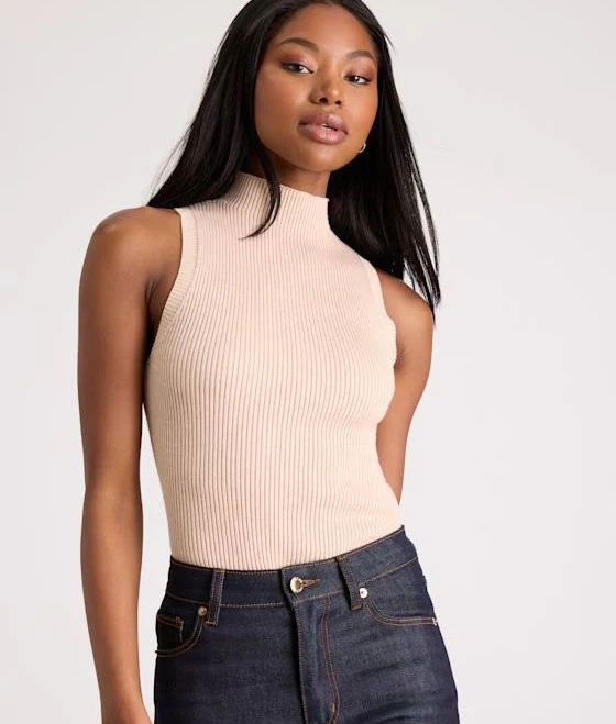 Lulus Ribbed Mock Neck Sweater Tank Top