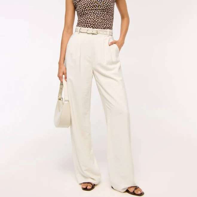 Abercrombie & Fitch Women's Sloane Crepe Tailored Wide Leg Pants