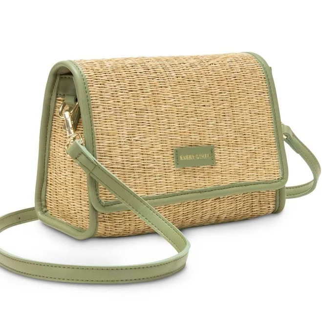 House of Bruar Ladies Straw Flapover Crossbody Bag