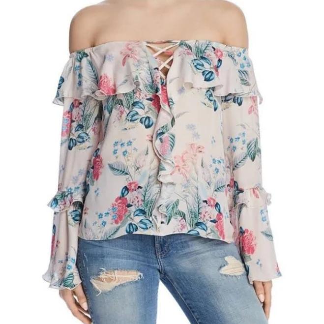 Parker Women's Erin Off-the-Shoulder Floral-Print Silk Blouse