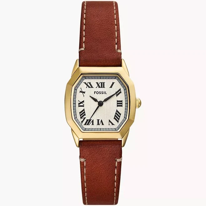 Fossil Women's Harlow Analogue Quartz Watch with Brown Leather Band