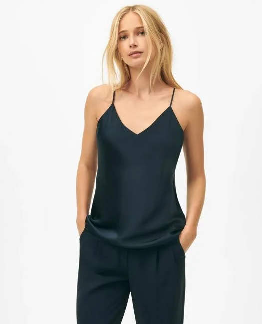 Brooks Brothers Women's Washable Silk Charmeuse V-Neck Camisole
