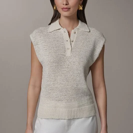 Donna Karan Women's Sleeveless Polo Sweater