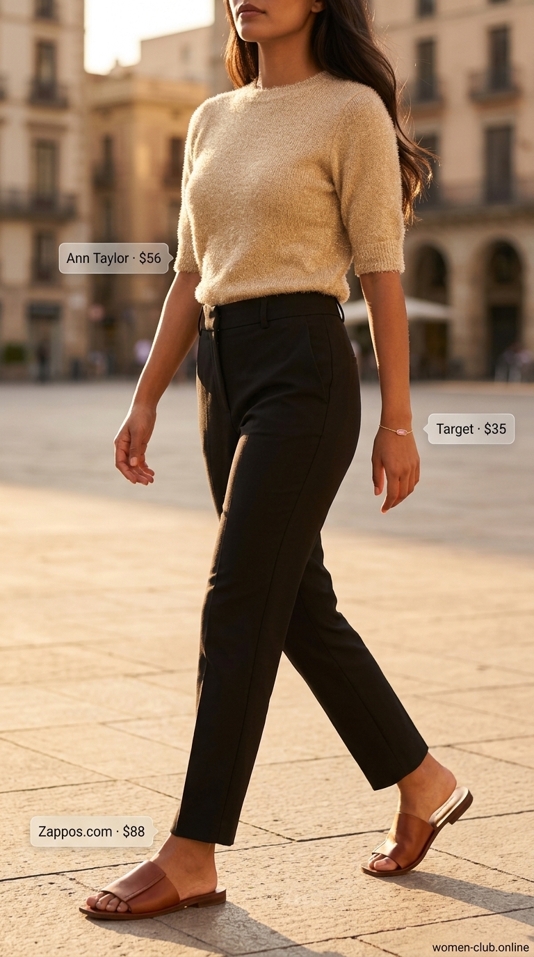 Sparkle summer going out outfits for women 2026: Metallic knit top with linen shorts for a chic casual evening.