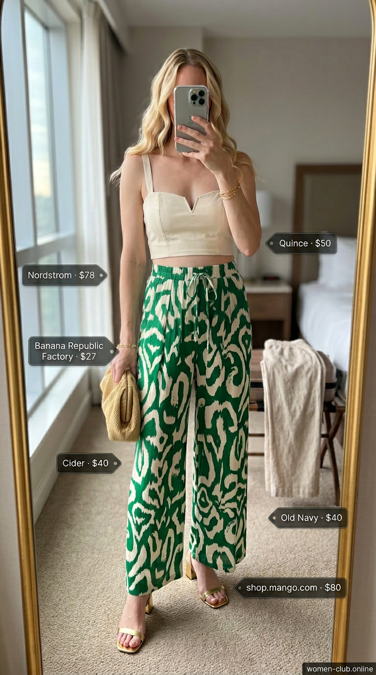 Stylish Maternity Summer Outfits 2026: Sunset Elegance Stylish maternity summer outfits 2026: Coral camisole, cream linen pants, and gold heels for seaside dining.